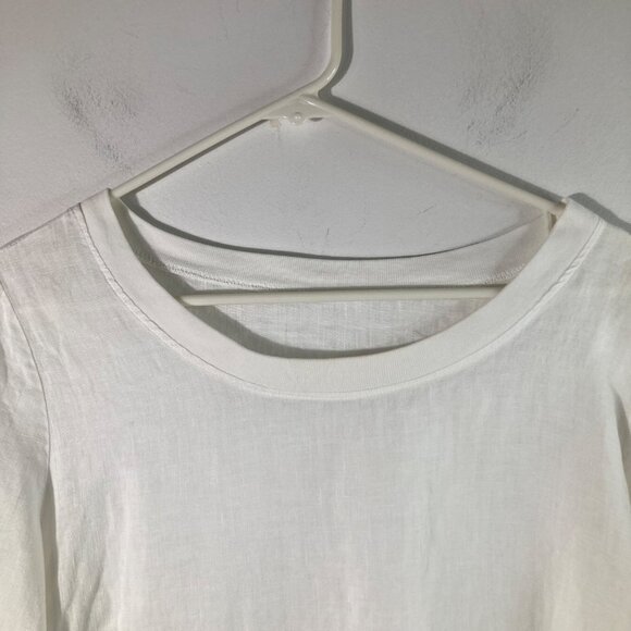 Womens Linen Tunic Round Neck 3/4 Sleeve White L Linen Pockets - Picture 3 of 8